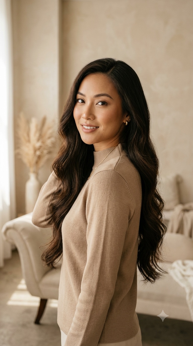 Model wearing BS Hair Vietnam Remy hair extensions